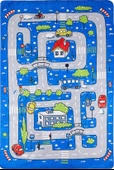 Çocuk Halısı ve Bebek Halısı Yıkanabilir Kaymaz Taban Figürlü Mavi Dijital Baskı Halı HC057   - 1