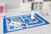 Çocuk Halısı ve Bebek Halısı Yıkanabilir Kaymaz Taban Figürlü Mavi Dijital Baskı Halı HC057   - 6
