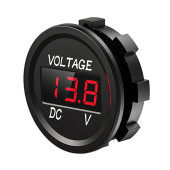 Su Geçirmez Dc 6V / 48V Voltmetre Yuvarlak Panel Tip Montajlanabilir Dijital Kırmızı Renk Led - 1