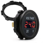 Su Geçirmez Dc 6V / 48V Voltmetre Yuvarlak Panel Tip Montajlanabilir Dijital Kırmızı Renk Led - 4