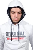 Erkek Orıgınal Beyaz Kapüşonlu Sweatshirt 209 - 1