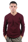 Erkek V Yaka Koyu Bordo Kazak 2271 - 1