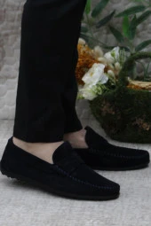 Mehmet Mete 31020 Lacivert Süet Hakiki Deri Loafer Erkek Babet Erkek Ayakkabı thumbnail 1