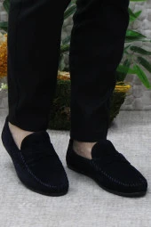 Mehmet Mete 31020 Lacivert Süet Hakiki Deri Loafer Erkek Babet Erkek Ayakkabı thumbnail 2