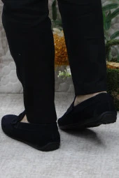 Mehmet Mete 31020 Lacivert Süet Hakiki Deri Loafer Erkek Babet Erkek Ayakkabı thumbnail 4