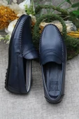 Mehmet Mete 31020 Lacivert Deri Hakiki Deri Loafer Erkek Babet Erkek Ayakkabı thumbnail 6