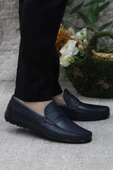Mehmet Mete 31020 Lacivert Deri Hakiki Deri Loafer Erkek Babet Erkek Ayakkabı thumbnail 1