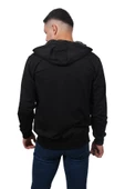Erkek Basic Fermuarlı Kapüşonlu Siyah Sweatshirt 2 - 2