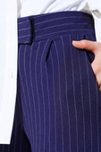 Beli Cırtlı Çizgili Pantolon Lacivert thumbnail 4