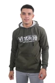 Erkek Vıntage Haki Kapüşonlu Sweatshirt 219 - 2