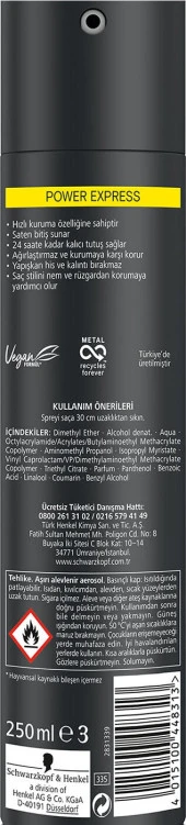 Taft Power Express Saç Spreyi 250 ml thumbnail 3