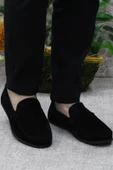 Mehmet Mete 31101 Siyah Süet Hakiki Deri Loafer Erkek Babet Erkek Ayakkabı thumbnail 2
