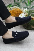 Mehmet Mete 310120 Lacivert Süet Hakiki Deri Loafer Erkek Babet Erkek Ayakkabı thumbnail 5