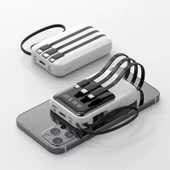 eNeRX 10000 mAh 2.0 Amper Powerbank Beyaz Dahili Kablolu ENR-P10D - 1