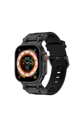 Apple Watch 7 45mm Uyumlu Fuchsia KRD-1101 Titanyum Metal Başlıklı Silikon Kordon thumbnail 1