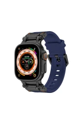 Apple Watch 7 45mm Uyumlu Fuchsia KRD-1101 Titanyum Metal Başlıklı Silikon Kordon thumbnail 8