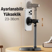 Polham Masaüstü ve Torpido Üstü Magsafeli Telefon Tutucu, Yükseklik Ayarlı 360 Derece Dönebilen Telefon Tututucu thumbnail 2