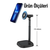 Polham Masaüstü ve Torpido Üstü Magsafeli Telefon Tutucu, Yükseklik Ayarlı 360 Derece Dönebilen Telefon Tututucu thumbnail 5