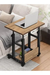 servetavcı Yükseklik Ayarlı Raflı Çalışma Masası - Atlantik Çam 60X40 (Frenli Tekerli) thumbnail 1