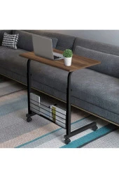 servetavcı Kitaplıklı Ve Yükseklik Ayarlı Laptop Sehpası Ve Çalışma Masası - Ceviz (Tekerli) Oval Kenar - 1