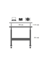 servetavcı Filament Mobilya Yükseklik Ayarlı Çalışma Masası - Ceviz (Tekerli) 80X40 - Oval Kenar - 2