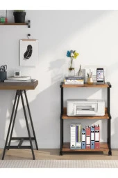 servetavcı Raflı Yazıcı Sehpası - Atlantik Çam 45X30 (Frenli Tekerli) - 1