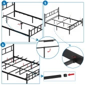 Mobpazar Metal Karyola, Akın Metal Karyola, 120x200 cm Siyah, Ferforje Karyola - 6