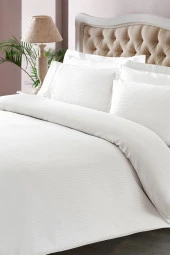 Taç Premium Basic King Size Pamuk Saten Nevresim Takımı Beyaz - 1