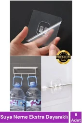 8 Adet Süper Güçlü Şeffaf Çerçeve Askısı Lekesiz Duvar Yapışkanı Mutfak Banyo Raf Tutucu Aksesuarı - 1