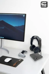 Gri Ahşap Ve Siyah Metal Gaming Kulaklık Dikey Standı - 1