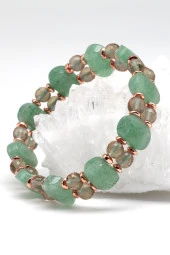Green Kuvars - Zebercet -  Hematit Doğal Taş Tasarım Bileklik thumbnail 1