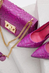 Duygushoesbag Fuşya Hakiki Yılan Derisi Stiletto - 7