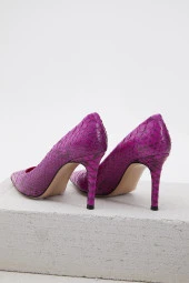 Duygushoesbag Fuşya Hakiki Yılan Derisi Stiletto - 8