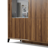 Huga Sürgülü 2 Kapaklı Aynalı Gardırop, Ceviz ,130cm - 3