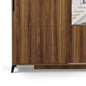 Huga Sürgülü 2 Kapaklı Aynalı Gardırop, Ceviz ,130cm - 4
