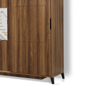 Huga Sürgülü 2 Kapaklı Aynalı Gardırop, Ceviz ,130cm - 5
