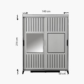 Huga Sürgülü 2 Kapaklı Aynalı Gardırop, Ceviz ,130cm - 6