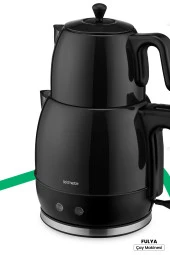 GOLDMASTER Fulya Siyah 30 Bardaklık Geniş Kapasiteli 2200 Watt Paslanmaz Çelik Çay Makinesi Ve Su Isıtıcısı - 1