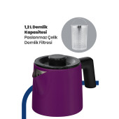GOLDMASTER Gm7344v Akasya Violet Xl 2200 Watt Patentli Damlatmayan Tasarımı Çelik Çay Makinesi Ve Su Isıtıcısı - 3