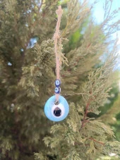 Cam Nazar Boncuğu 3 cm Şeytan Göz Kovucu Ev Araba Ağaç Duvar Bahçe Süsleme Kolye - 5