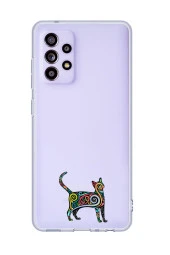 Galaxy A13 Uyumlu Mandala Cat Desenli Premium Şeffaf Silikonlu Telefon Kılıfı - 1