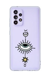 Galaxy A13 Uyumlu Nazar Göz Desenli Premium Şeffaf Silikonlu Telefon Kılıfı - 1