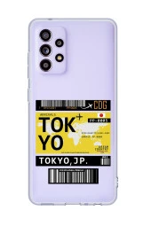 Galaxy A13 Uyumlu Tokyo Ticket Desenli Premium Şeffaf Silikonlu Telefon Kılıfı - 1