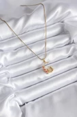 316L Çelik Gold Renk Hilal Kedi Model Zirkon Taşlı Detay Kadın Kolye - TJ-BKO8140 - 2