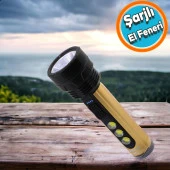 El Feneri Şarjlı Led Işıldak Kamp Lambası 1500 Mah Gece Aydınlatma 3 W 3 W Beyaz Işık - 1