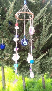 Rüzgar Çanı Nazar Boncuklu Hasır Kötü Göz Kovucu Deniz Kabuklu Duvar Süsü - 7