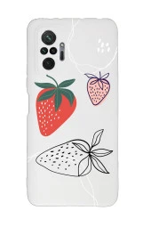 Xiaomi Redmi Note 10 Pro Uyumlu Çilek Desenli Desenli Premium Silikonlu Lansman Telefon Kılıfı thumbnail 2