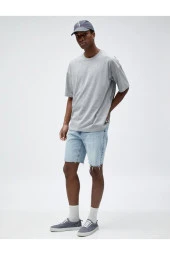 Basic Oversize Tişört Bisiklet Yaka Kısa Kollu - 1