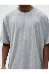 Basic Oversize Tişört Bisiklet Yaka Kısa Kollu - 6