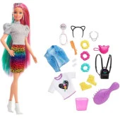 Barbie Leopar Desenli Saçlar Bebeği GRN81 - 1